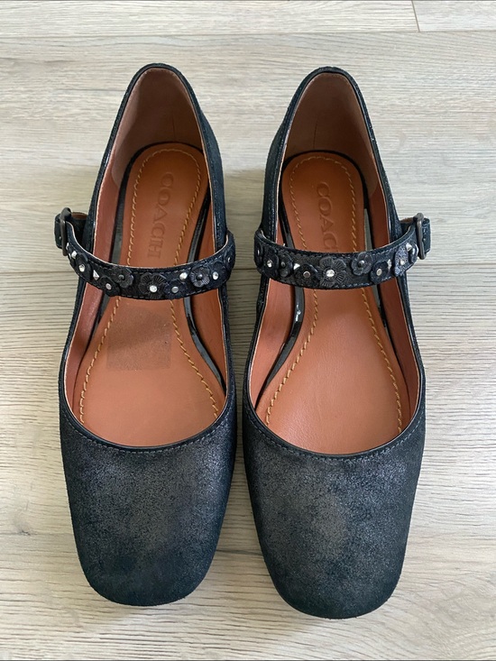 Coach Shoes - Coach Black Suede Mary Jane Flats with Embellished Strap